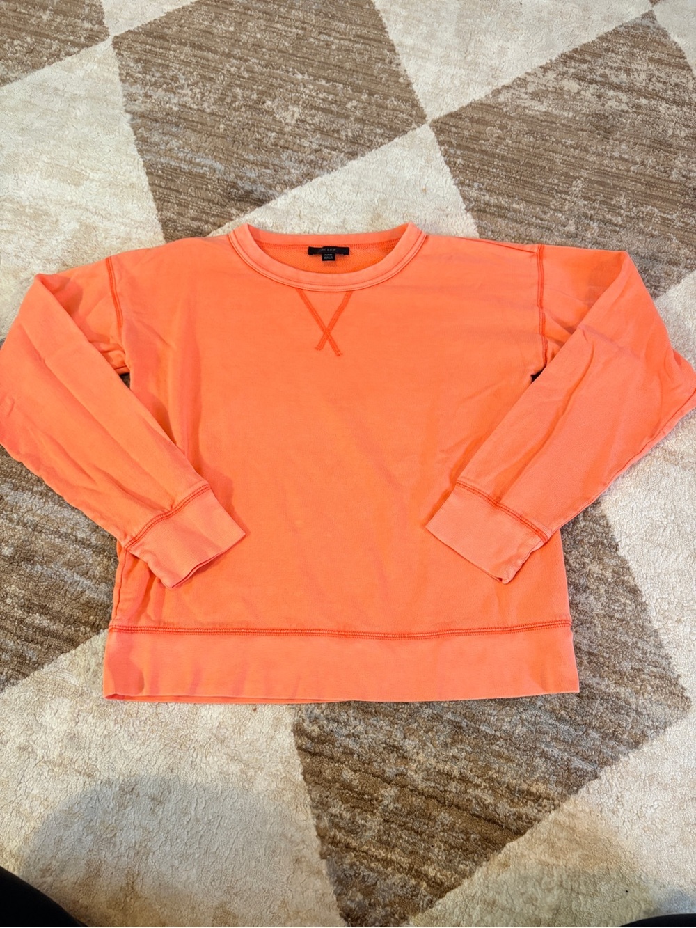 J. Crew Men's Bright Orange Crewneck Sweatshirt